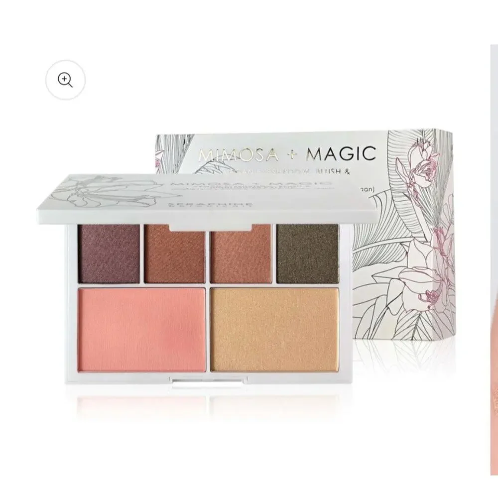 seraphine botanicals mimosa + magic vegan eyeshadow blush highlighter palette
